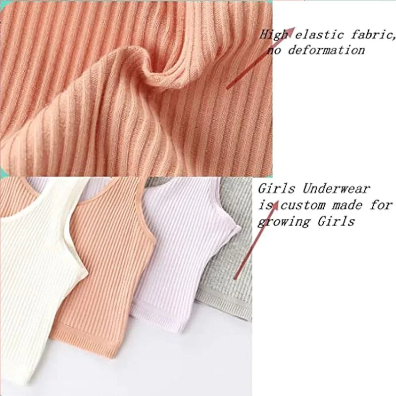 4 Pcs/Lot Teen Girl Sports Bra Kids Top Camisole Young Puberty Small Training Bra For 8-16 Years Girls Training Bra