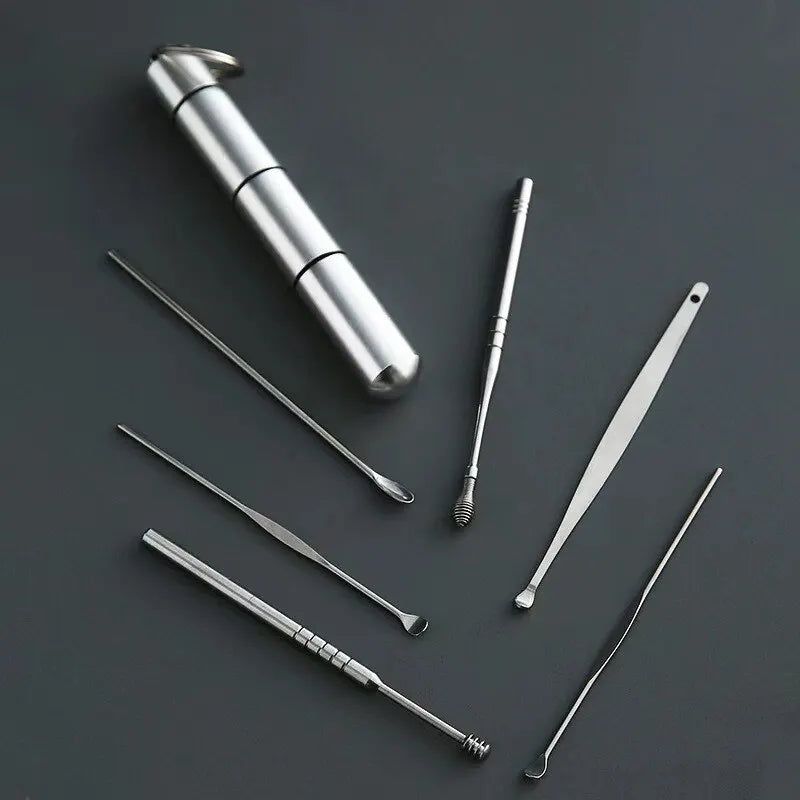 Stainless Steel Ear Picker Set Portable For Ear Puller Multi-Functional Ear Cleaning Safe Material Non-Slip Handle
