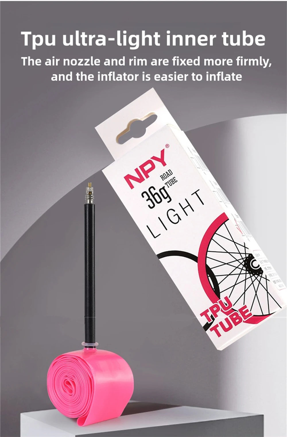NPY 1Pcs Ultralight 28g Bike TPU Inner Tube 700X18 25 28 32 Road Bicycle TPU Material Tire 65mm Length French Valve