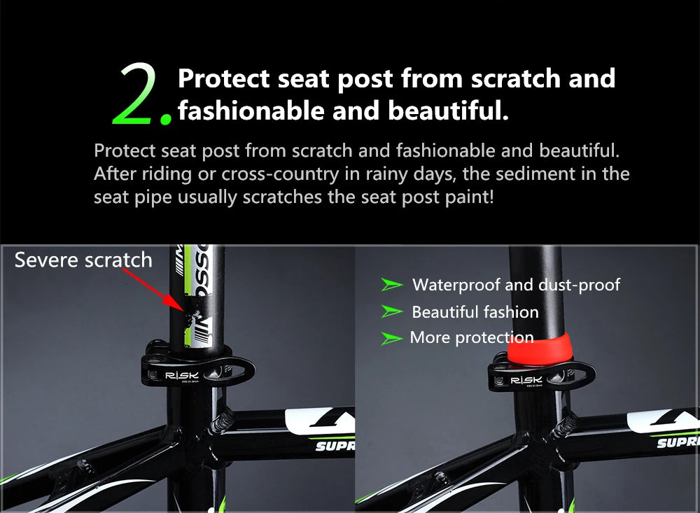Risk 1Pc Cycling Silicone Waterproof Mountain Bike Seatpost Protective Bicycle Seat Post Rubber Ring Dust Cover