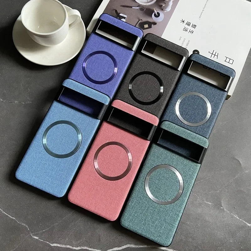 Luxury Business Magnetic Wireless Charging Case for Google Pixel 9 ProXL 6 7 8 Pro 6XL 5A 6A 8A Magsafe Linen Leather Slim Cover