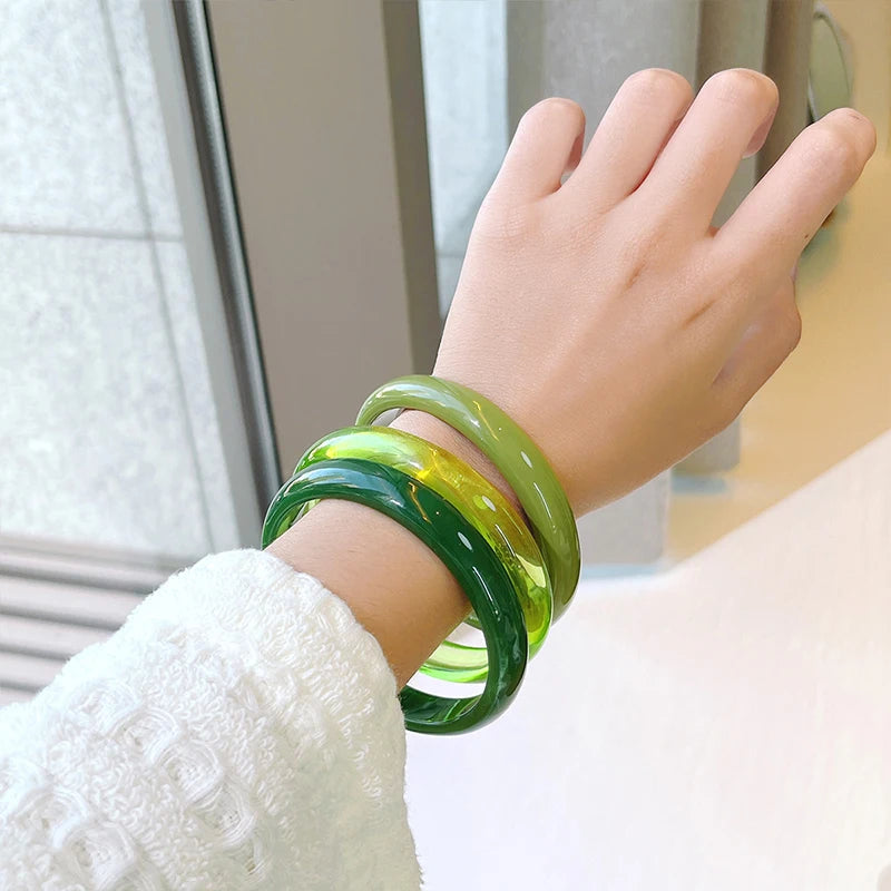3pcs New Vintage Resin Acrylic Bangle Set for Women Jewelry Korean Cuff Bangles Bracelets with Charms Designer Round New Gifts