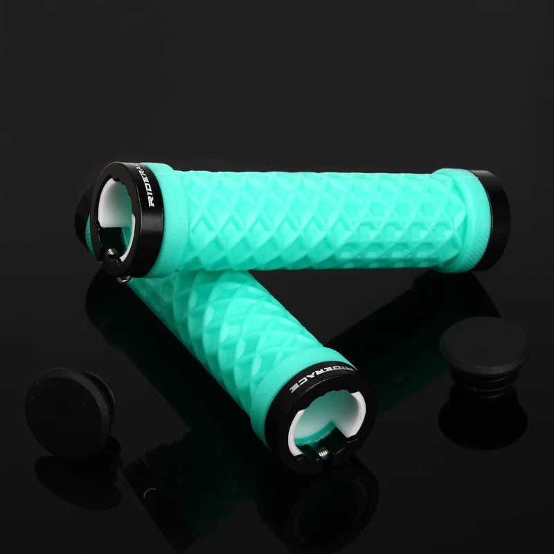 RIDERACE Bicycle Handlebar Grips Soft Rubber MTB Mountain Bike Lock on Handle Bar Cover Shockproof Anti-Slip Ergonomic Cycling
