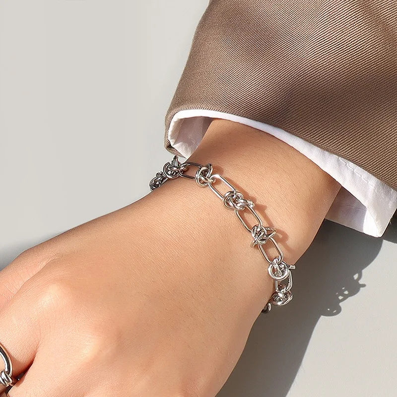 Stainless Steel Cuban Chain Bracelet for Men Women Figaro Vintage Metal Viking Kpop Pulseras Emo Cute Luxury Jewelry Gift