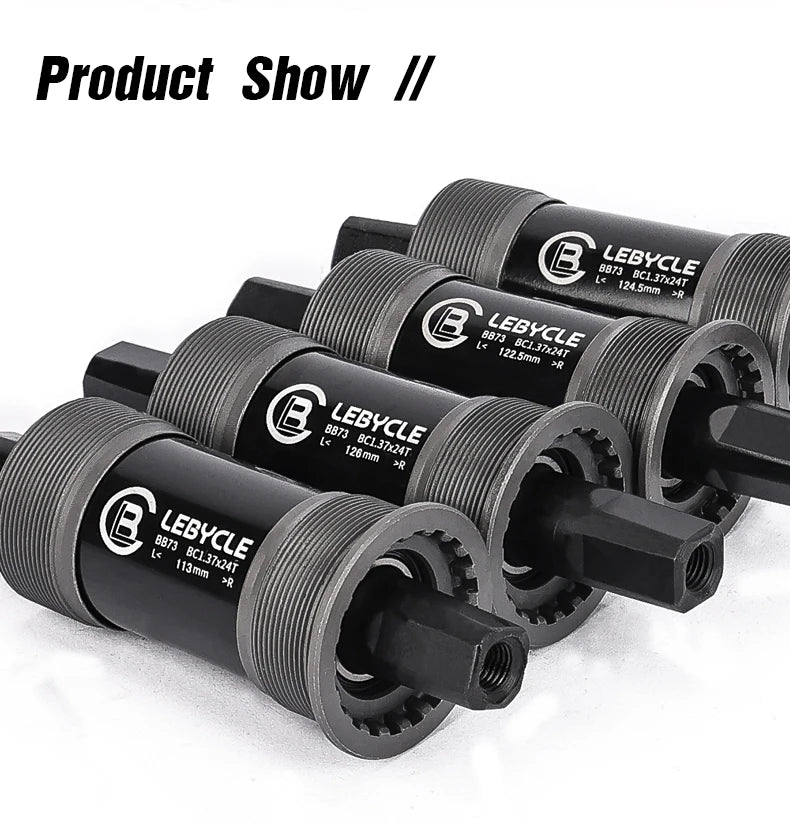 LEBYCLE MTB Road Bicycle Square Bottom Bracket BB68 Threaded Bottom Bracket Bike Hollow Axle 113/120/122.5/124.5/126mm