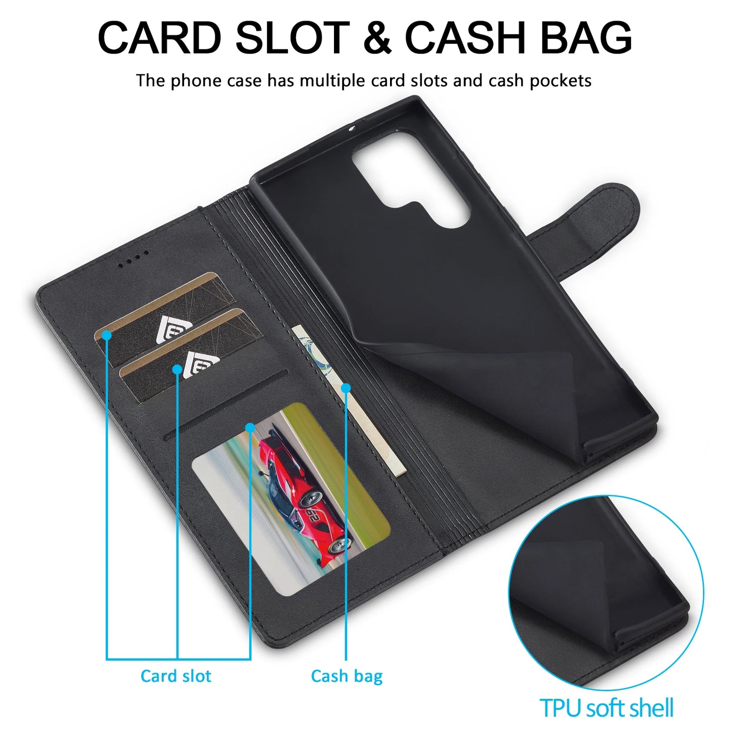Business Leather Case for Samsung Galaxy S25 Edge Ultra S24 FE S23 Plus 5G Flip Wallet Card Holder Phone Cover