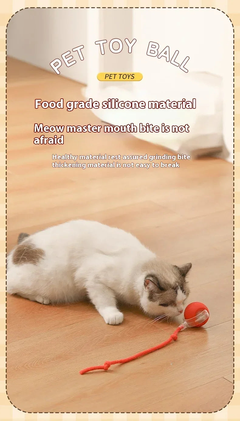 Cat Interactive Ball Toy Automatic Rolling Ball Faux Tail Rechargeable Smart Pet Electric Toy Dog Cat Training Imitate Mouse