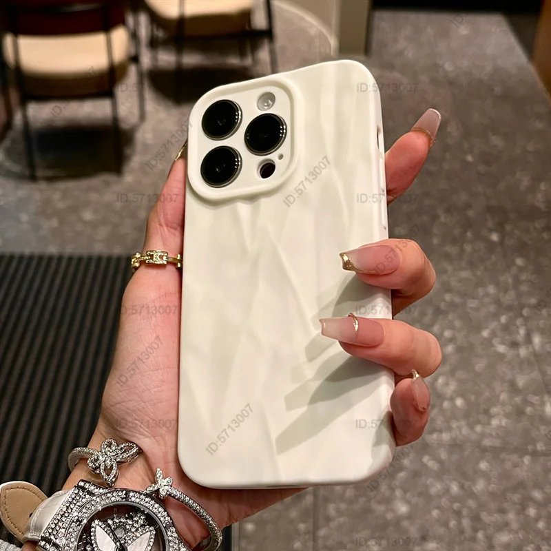 Fashion Silicone Fold Wrinkle Phone Case for iPhone 14 13 12 11 15 Pro Max Soft Cases Shockproof Bumper Cover Phone Accessories