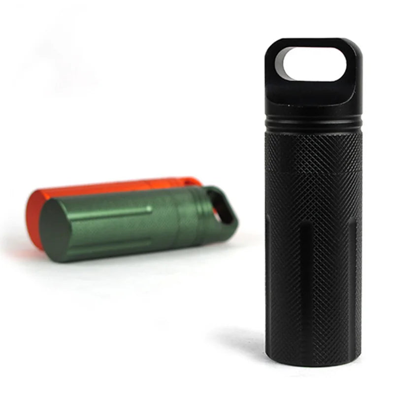 Aluminium Alloy Survival EDC Waterproof Capsule Seal Bottle Case Container Holder Tool Outdoor Camping Accessories
