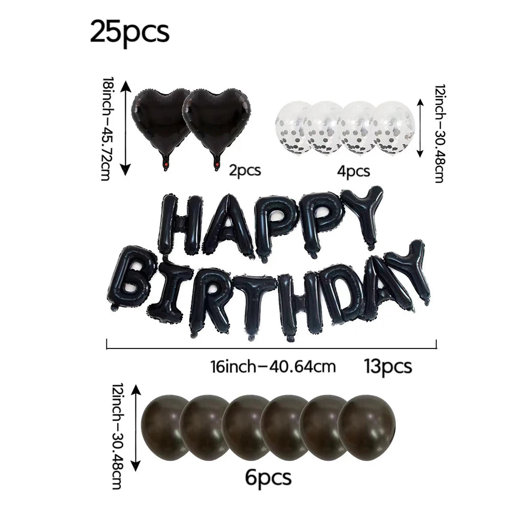Multi-colored HAPPY BIRTHDAY Letters Foil Balloons Set Banner Heart Balloon Latex Confetti Balloon Birthday Party Decor Supplies