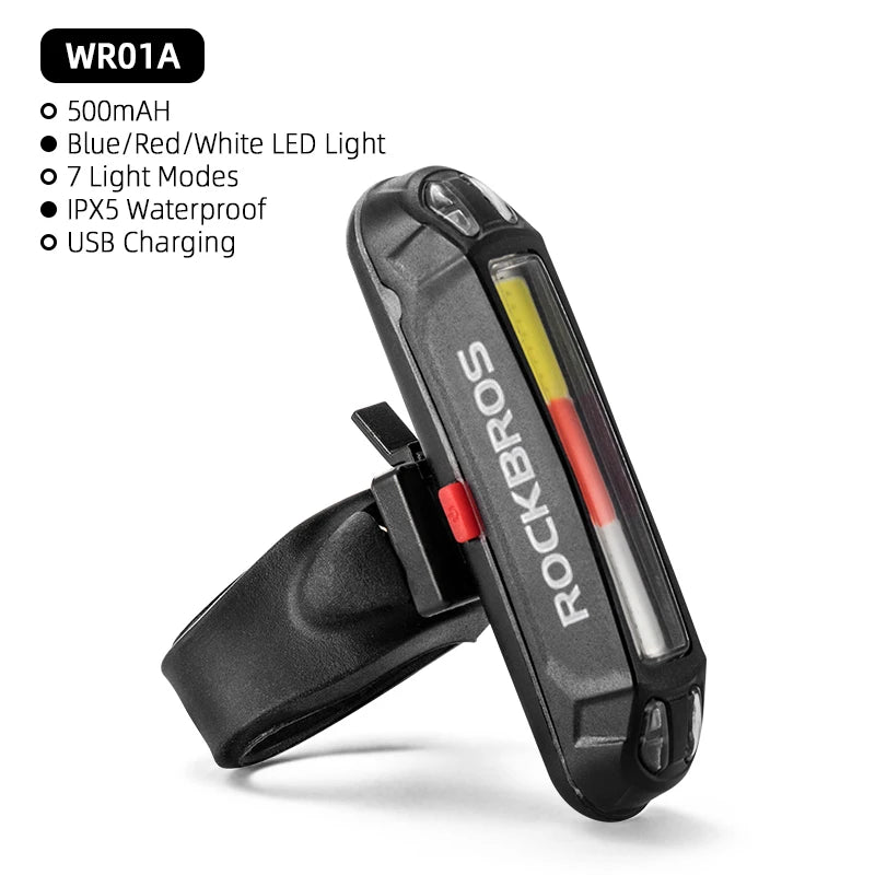 ROCKBROS Bike Tail Light Waterproof Seatpost Warning Bicycle Rear Light MTB Road LED Lamp Tailight USB Charging Cycling Light