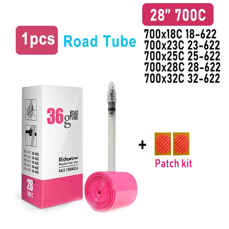 RideNow TPU MTB Bicycle Inner Tube 700Cx18C 23C 25C 28C 32C 35C 37C 38C 40C Gravel Ultralight Inner 26 /27.5 /29 Inch Bike Tire