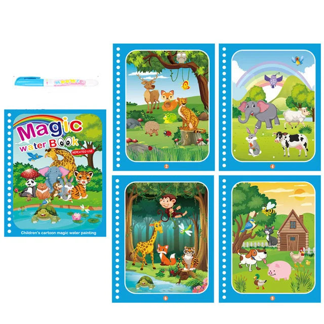 Montessori Toys Reusable Coloring Book Magic Water Drawing Book Painting Drawing Toys Sensory Early Education Toys for Children