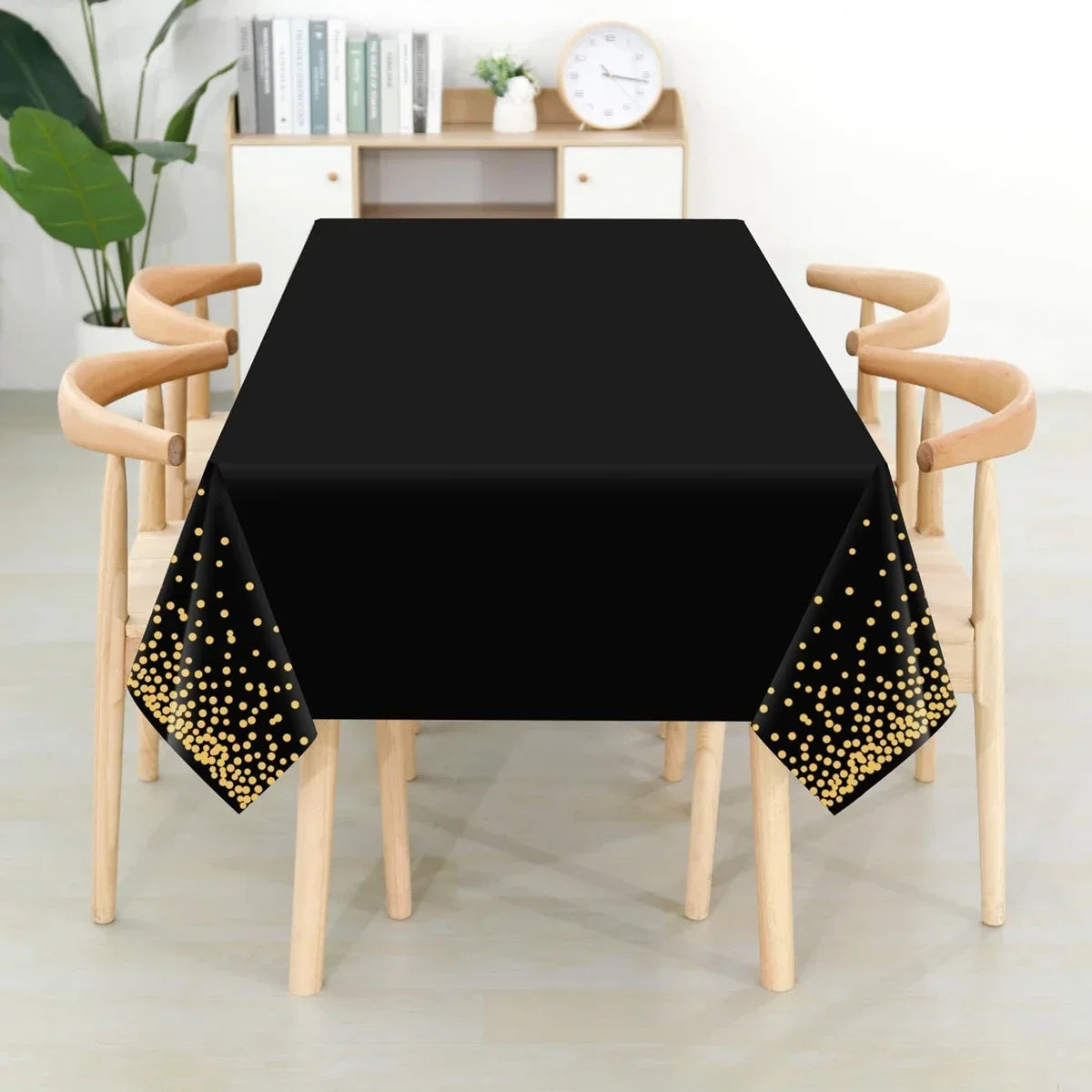 137x274cm Rectangle Disposable Bronzing Gold Dot Waterproof Party Tablecloth for Birthday Restaurant Wedding Decoration