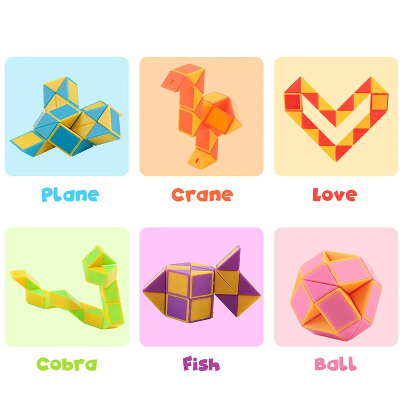 6Pcs/sets Folding Magic Snake Ruler Puzzle Antistress Cube Educational Toy Kids Birthday Party Favors Goodie Bags School Reward