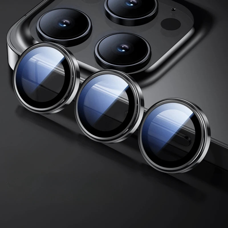 Metal Ring Lens Glass for iPhone 15 16 Pro Max 15pro Alloy Camera Protector Back Lens Film Cap Cover with Positioner