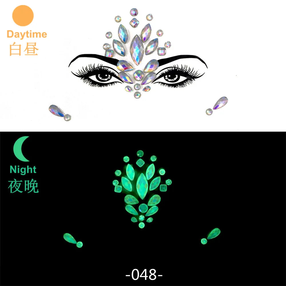 3D Rhinestone Bright Face stickers for festival Glitter Makeup Jewelry Sticker on Face crystals Gems jewels diamonds decoration