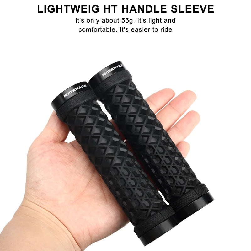 RIDERACE Bicycle Handlebar Grips Soft Rubber MTB Mountain Bike Lock on Handle Bar Cover Shockproof Anti-Slip Ergonomic Cycling