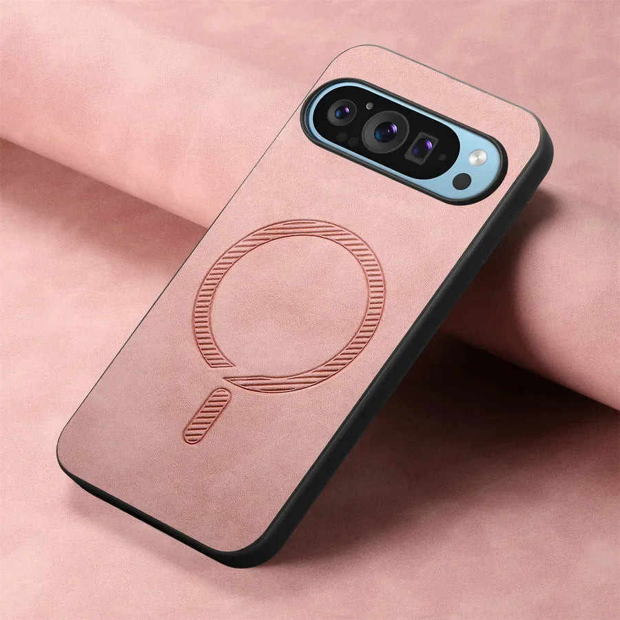 for Magsafe PU Leather Phone Case for Google Pixel 9 Pro XL Matte Magnetic Wireless Charging Cover for Pixel 7A 8A 8 7 Pro