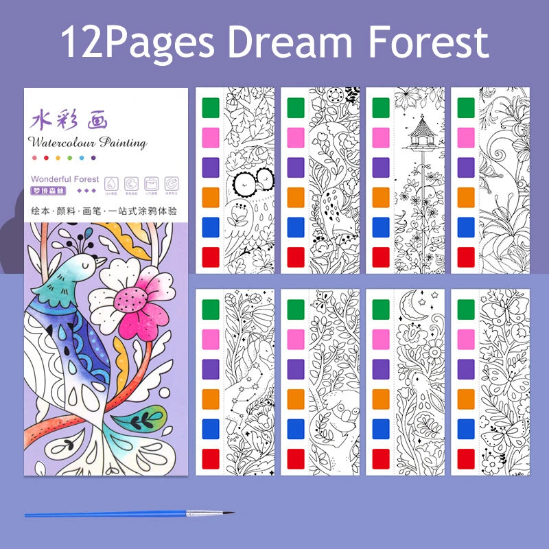 Coloring Books Portable Watercolor Painting Book Graffiti Picture Books Painting Drawing Toys For Children Gift
