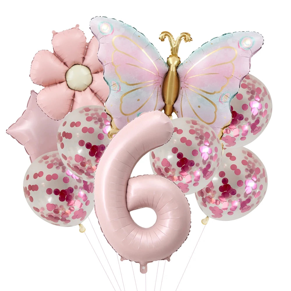 Butterfly Balloons 5th Birthday Decor for Girls Pink Butterfly Foil Balloons for Butterfly Themed Party Wedding Birthday Decors