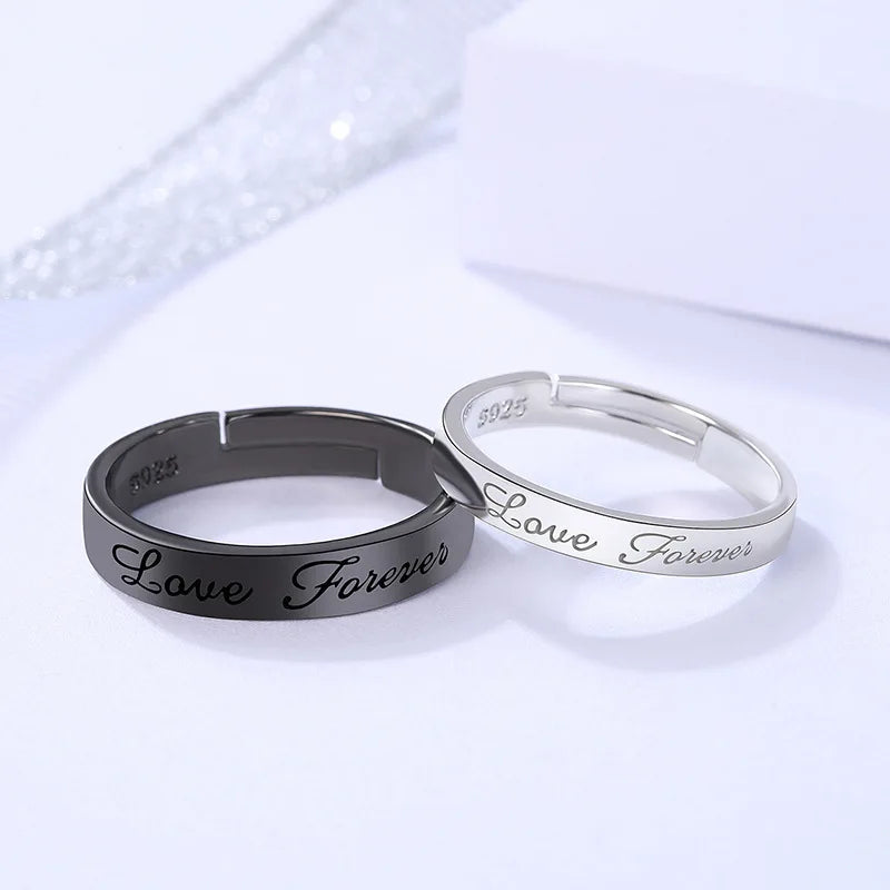Luxury Crystal Angel Demon Couple Rings for Women Men Romantic Fashion Wings Design Adjustable Engagement Ring Wedding Jewelry