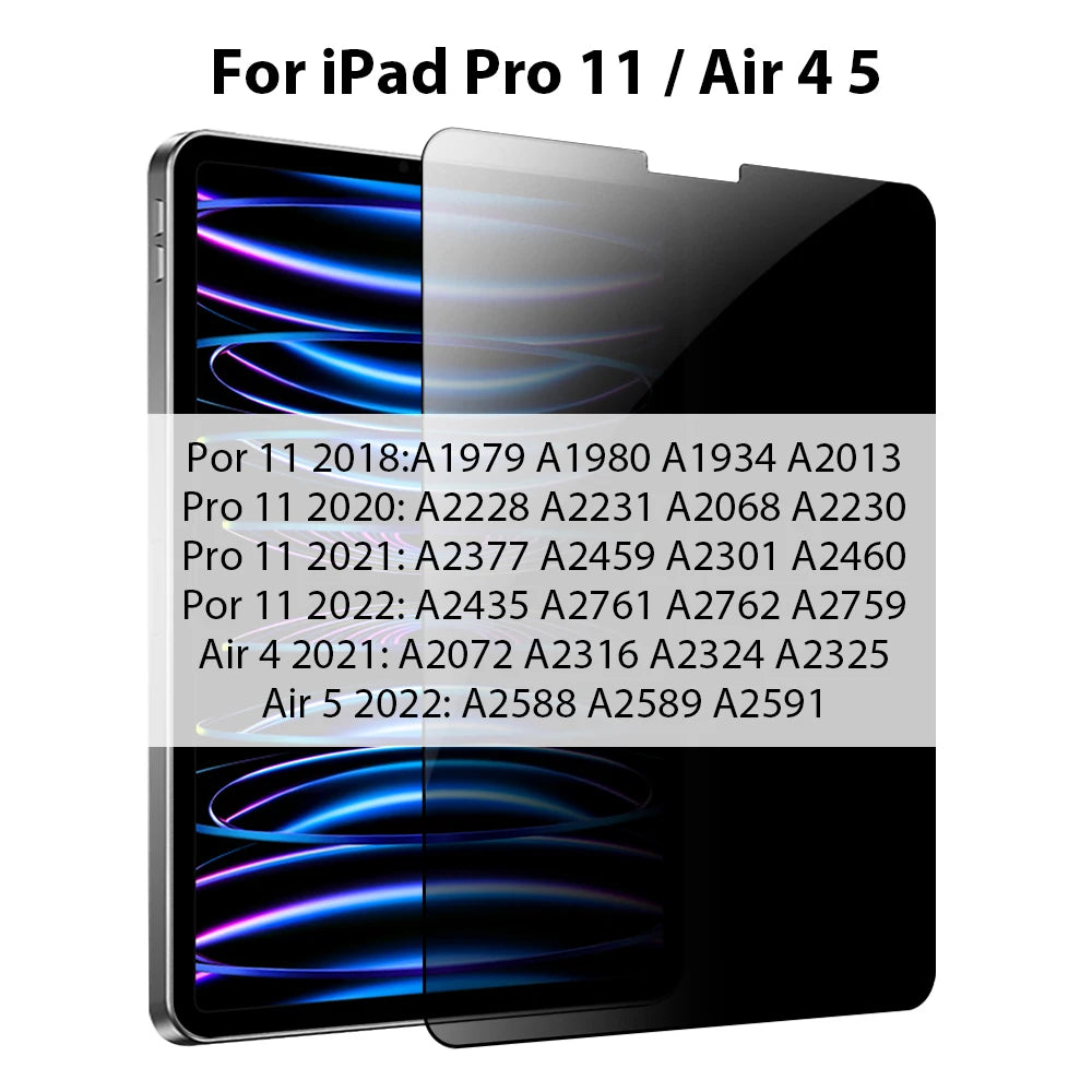 Privacy Glass For iPad Pro 12.9 11 13 2024 M4 M2 10th Gen Screen Protector For iPad Air 5 4 3 7th 8th 9th 10.2 Mini 6 10.5 Film