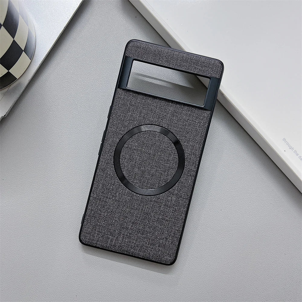 Luxury Business Magnetic Wireless Charging Case for Google Pixel 9 ProXL 6 7 8 Pro 6XL 5A 6A 8A Magsafe Linen Leather Slim Cover