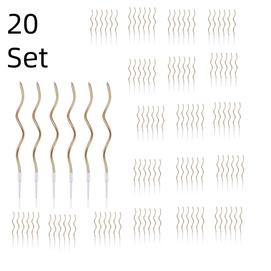 6/120/96Pcs Curved Cake Candles Birthday Baby Shower Gender Reveal Cupcake Decorating Candle Toppers Wedding Party Decorative