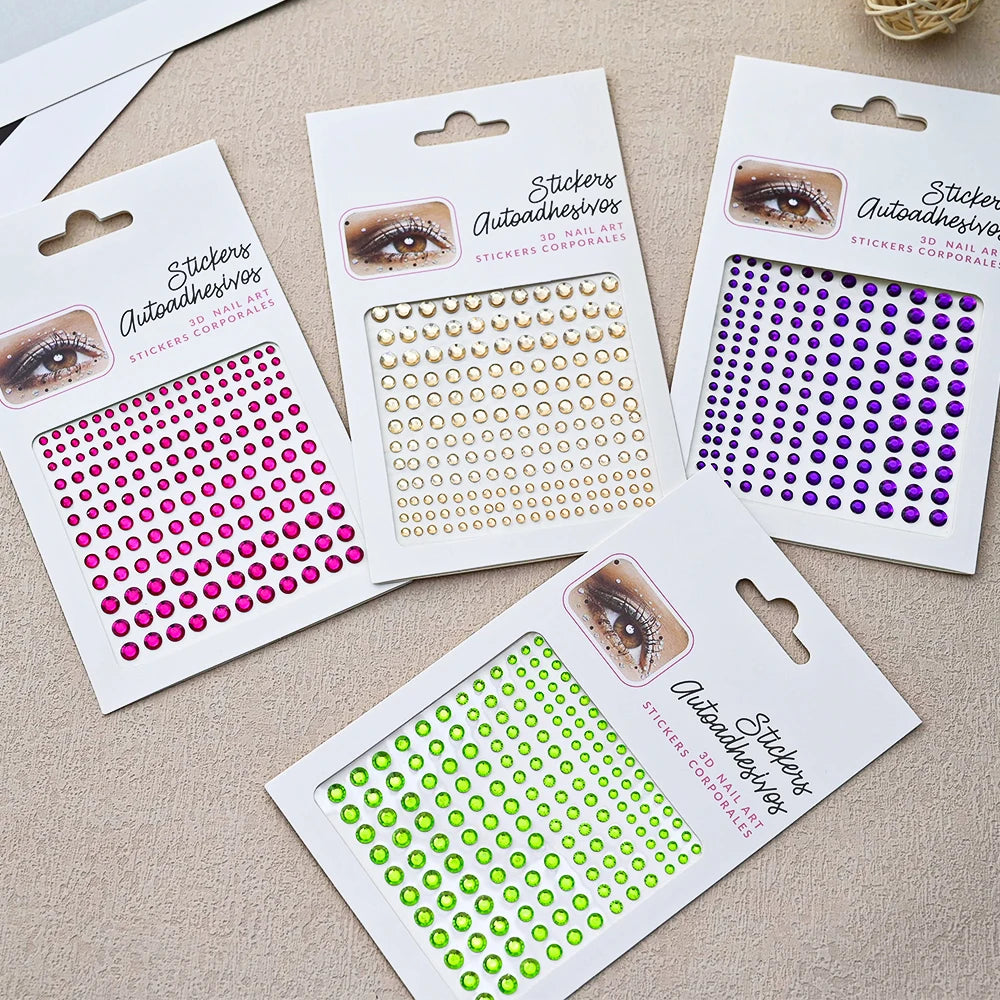 1Pcs Face Diamond Gem Sticker 5D Colorful Rhinestone Tattoo Eyeshadow Stickers fo Festival Nail Body Makeup Bling Jewel DIY Deco