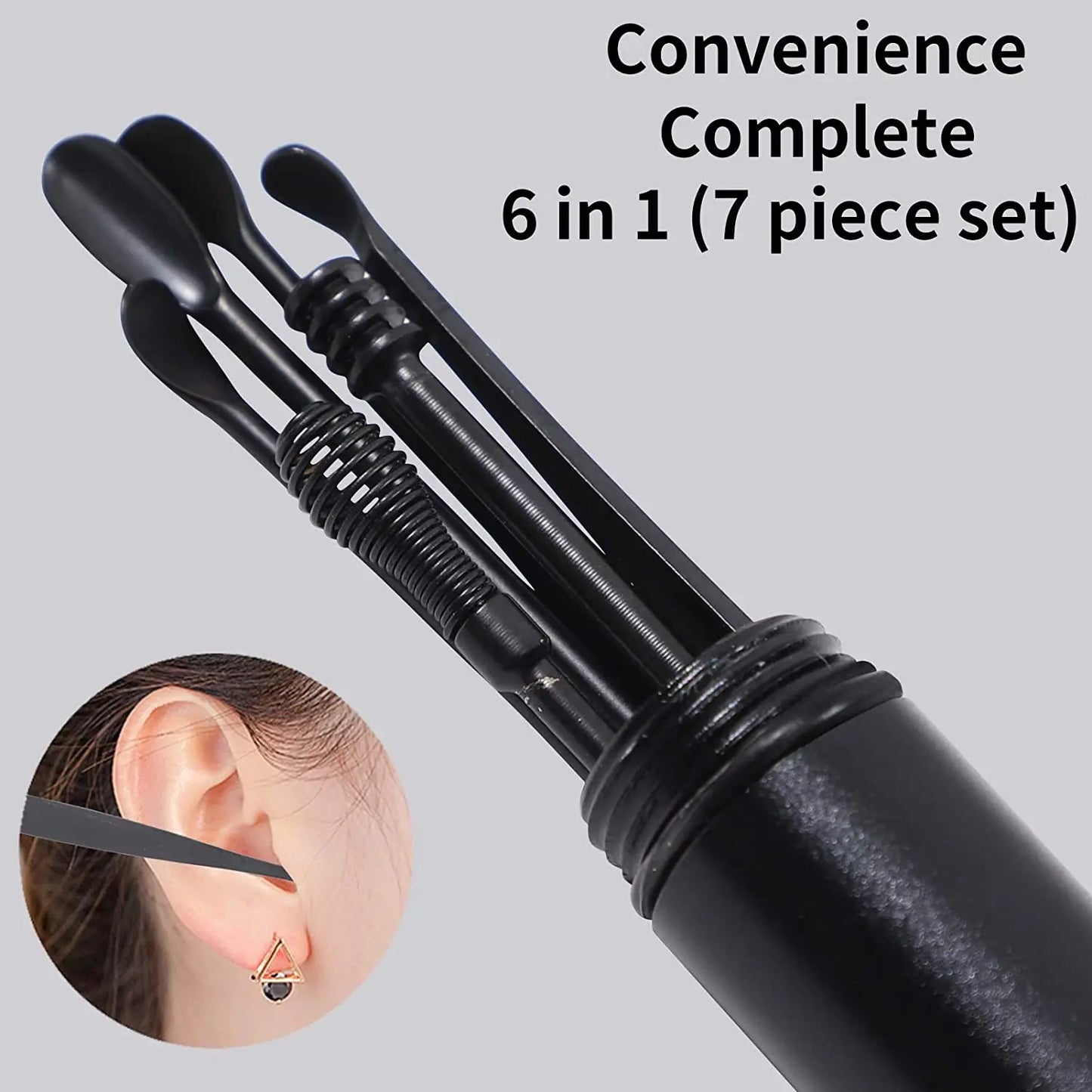 7Pcs ABS+tainless Steel Earpick Ear Cleaner Spoon Ear Care Cleaning Tool Ear Wax Removal Kit Ear Wax Ear Wax Removal Tool