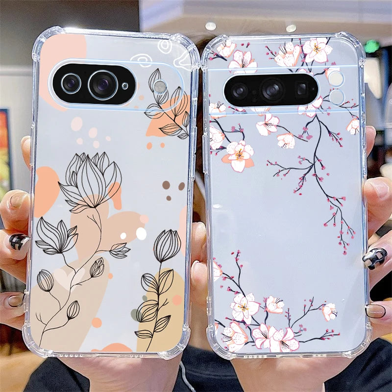 P ixel 8 Pro Plant Flower Transparent Phone Case For Google Pixel 8Pro 7A 8A 6 8 9 6Pro 9ProXL 7Pro 6A 7 9Pro Cover