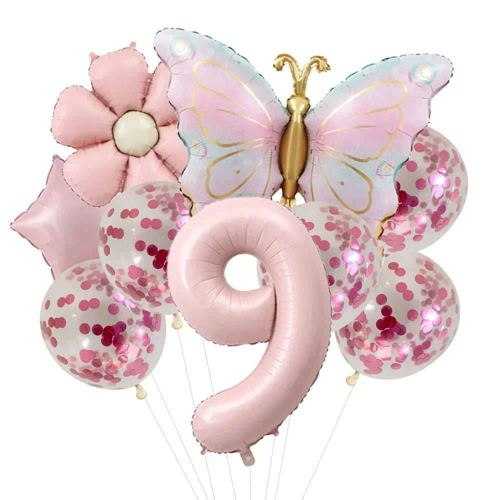 Butterfly Balloons 5th Birthday Decor for Girls Pink Butterfly Foil Balloons for Butterfly Themed Party Wedding Birthday Decors