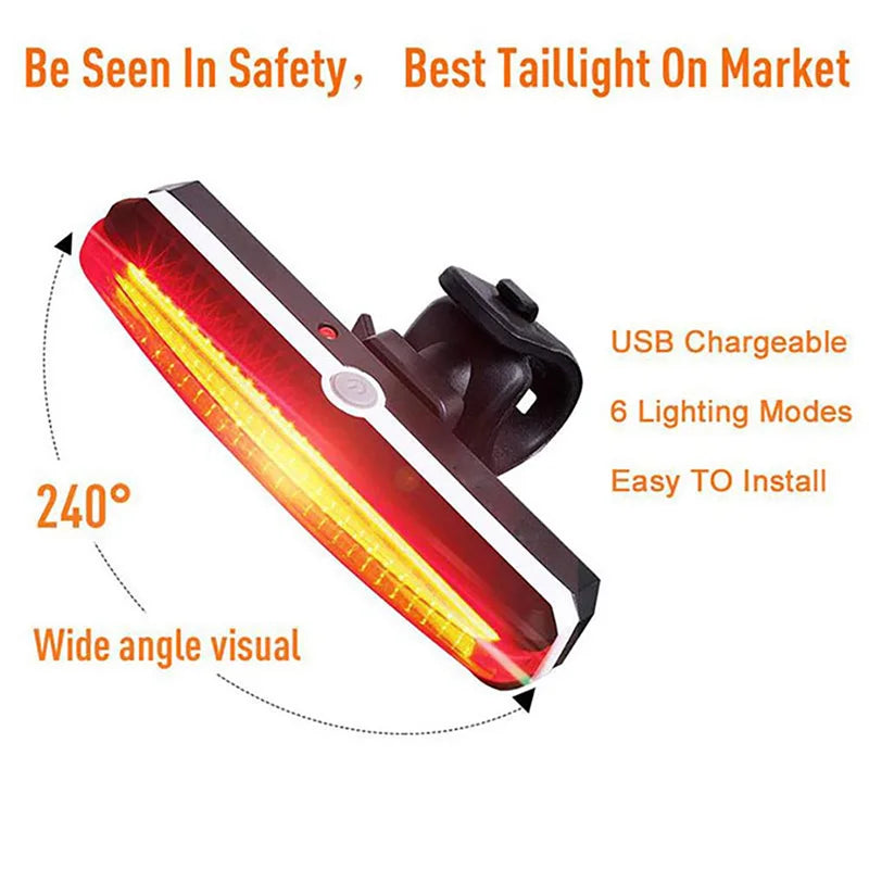 Bike Rear Light Highlight COB LED Tail Light Waterproof Bicycle USB Rechargeable Mountain Riding Cycling Tail Lamp Bicycle Parts