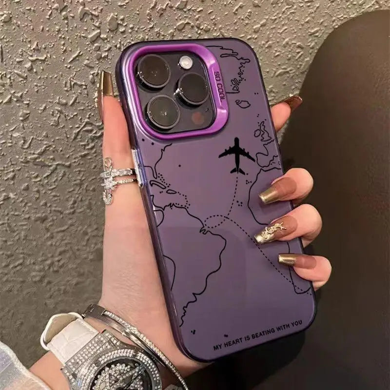 Travel-Inspired Airplane Phone Cover for iPhone 16 15 Pro Max 11 12 13 Mini 14 XS XR 7 8 Plus Shockproof Screen Protector Casing