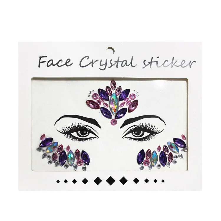 3D Rhinestone Bright Face stickers for festival Glitter Makeup Jewelry Sticker on Face crystals Gems jewels diamonds decoration