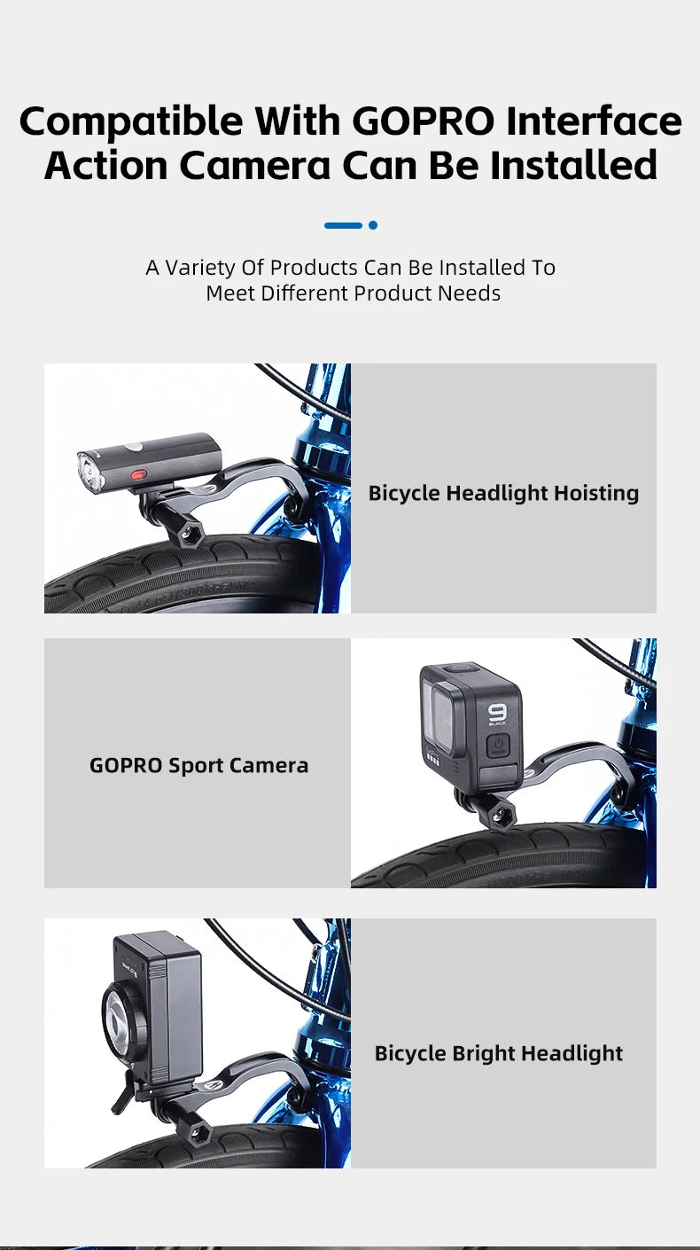 WEST BIKING Front Fork Light Holder Adjustable Aluminum Alloy Bracket For GOPRO Sport Camera Lamp Mount Stand Bike Accessories