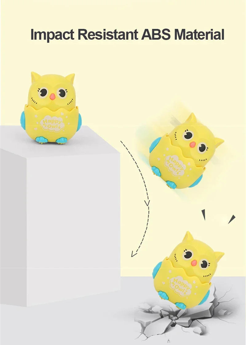 Kids Classic Wind Up Interactive Owl Shaped Press Mechanical Sliding Toys Toys for Boys Girls Birthday Xmas Gift