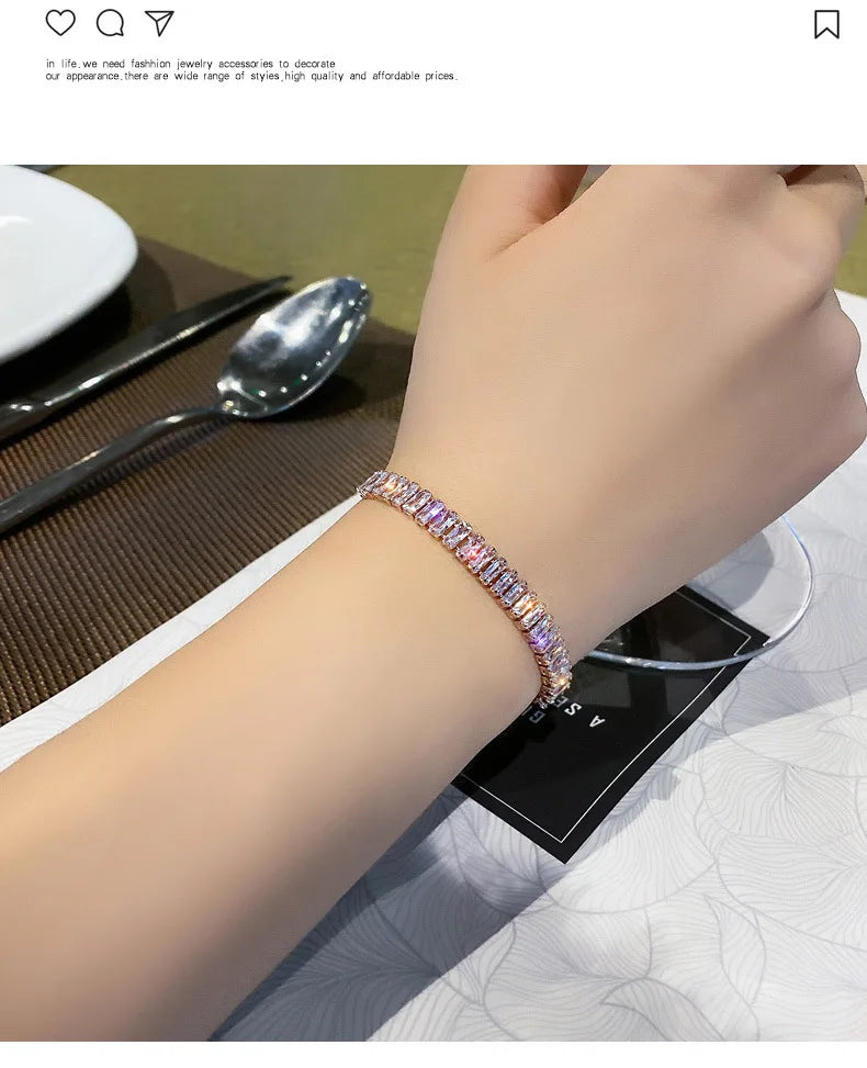 Full of Rhinestone Stainless Steel Bracelet For Women 2022 New Designer Shiny Luxury Zircon Adjustable Bracelets Jewelry Gift