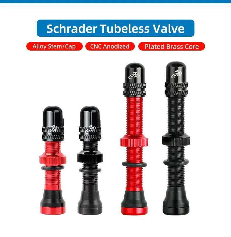 Deemount 2PCS Bicycle Tubeless Schrader Nipple A/V Valves Brass Core CNC Machined Anodized for MTB Road Bike Tubeless Rims