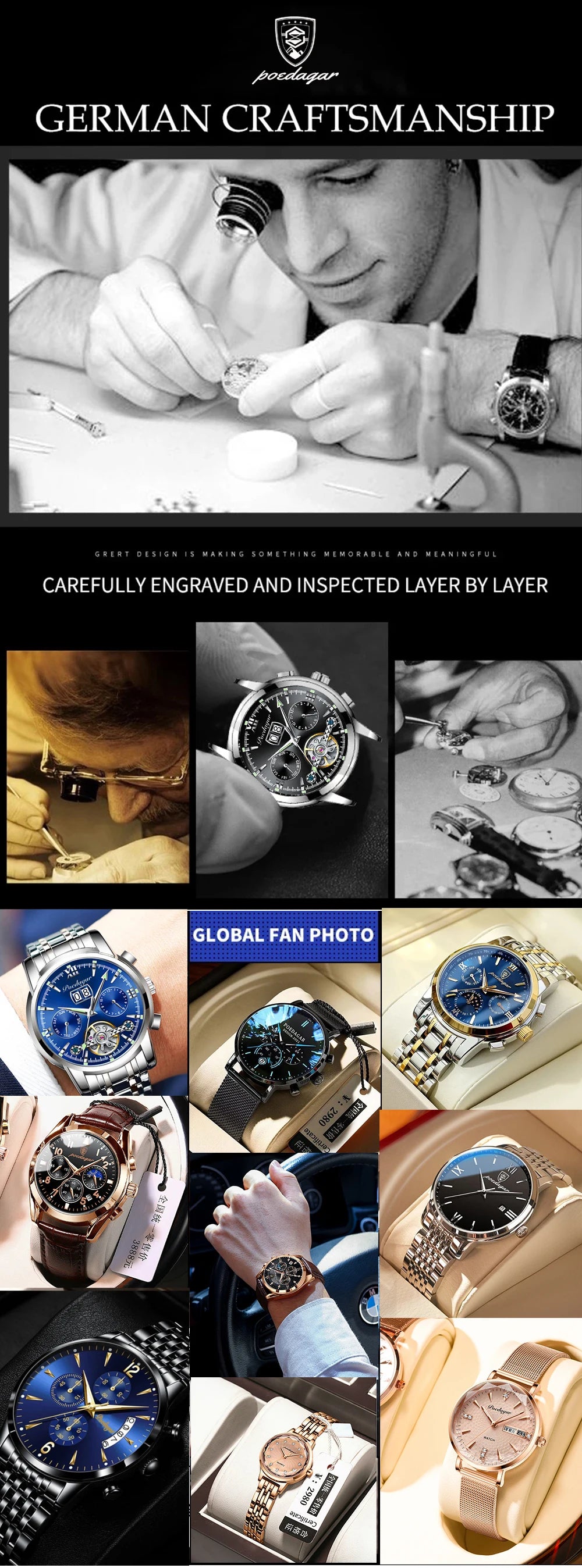 PAAZOMU Luxury Men Watches Business Top Brand Man Wristwatch Waterproof Luminous Date Week Quartz Men's Watch High Quality+Box