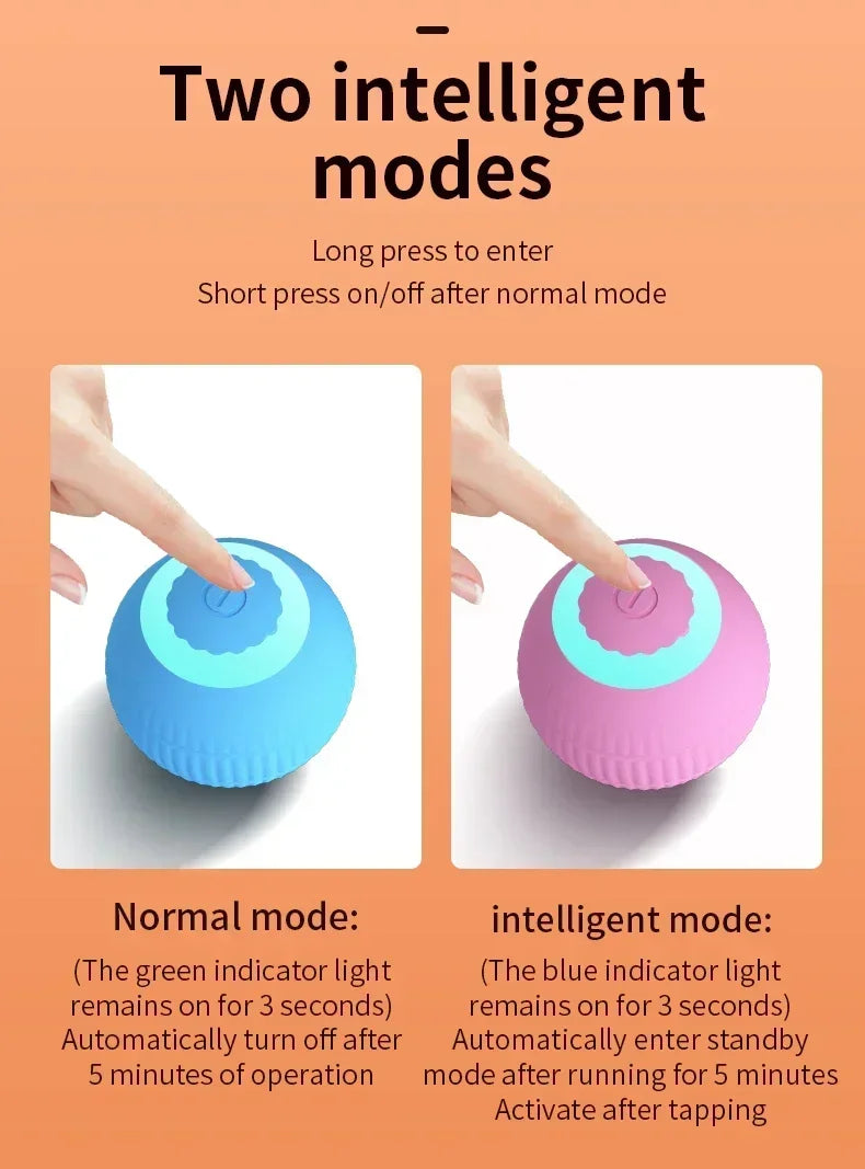 Cat Interactive Ball Toy Automatic Rolling Ball Faux Tail Rechargeable Smart Pet Electric Toy Dog Cat Training Imitate Mouse