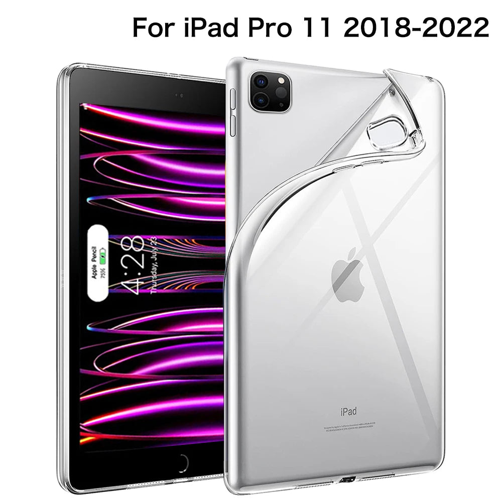 For iPad 10th 10.9 2022 7 8 9th Gen 10.2 Air 5 6 13 Case TPU Silicon Transparent Cover For iPad Pro 9.7 10.5 11 13 Mini 3 4 5 6