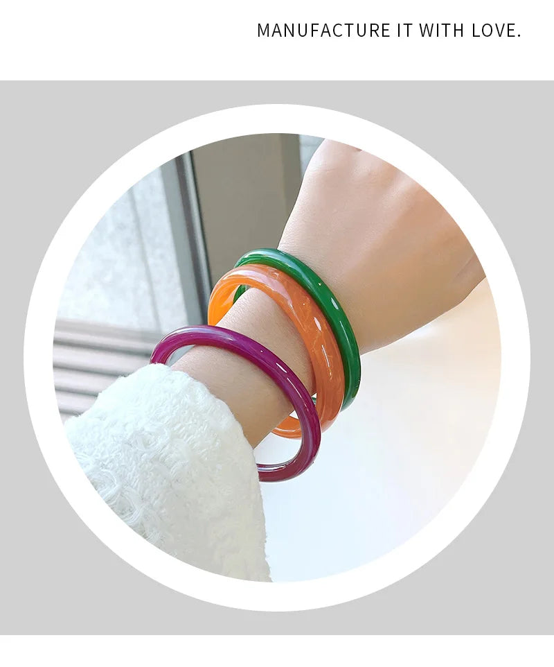 3pcs New Vintage Resin Acrylic Bangle Set for Women Jewelry Korean Cuff Bangles Bracelets with Charms Designer Round New Gifts