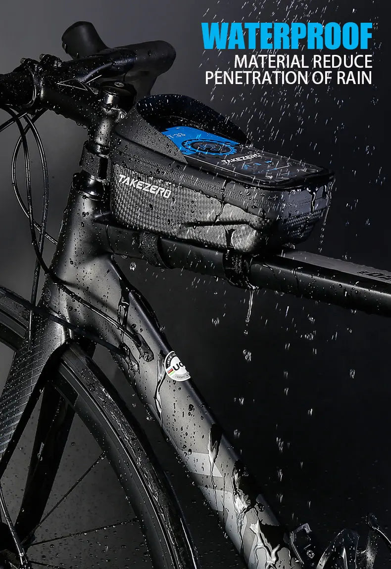 TAKEZERO A2 Mountain Bicycle Bag - Hard Shell EVA Front Bar Bag for Road Bikes, Mobile Phone Handlebar Bag - Cycling Equipment