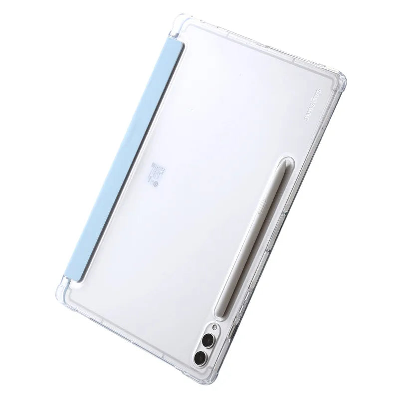 For Samsung Tab S9 Plus Case 12.4" Acrylic Clear Hard Back Stand Smart Cover For Galaxy Tab S9 FE S10 Plus Case With Pen Holder