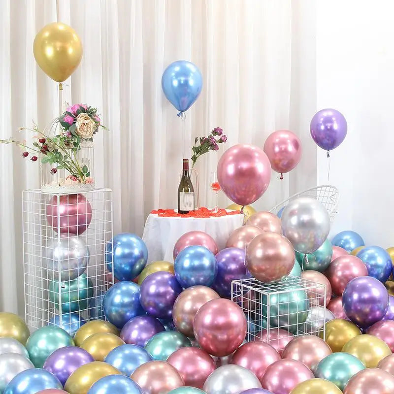 50pcs 10inch Metallic Latex Balloons Gold Silver Chrome Ballon Wedding Decorations Globos Birthday Party Supplies
