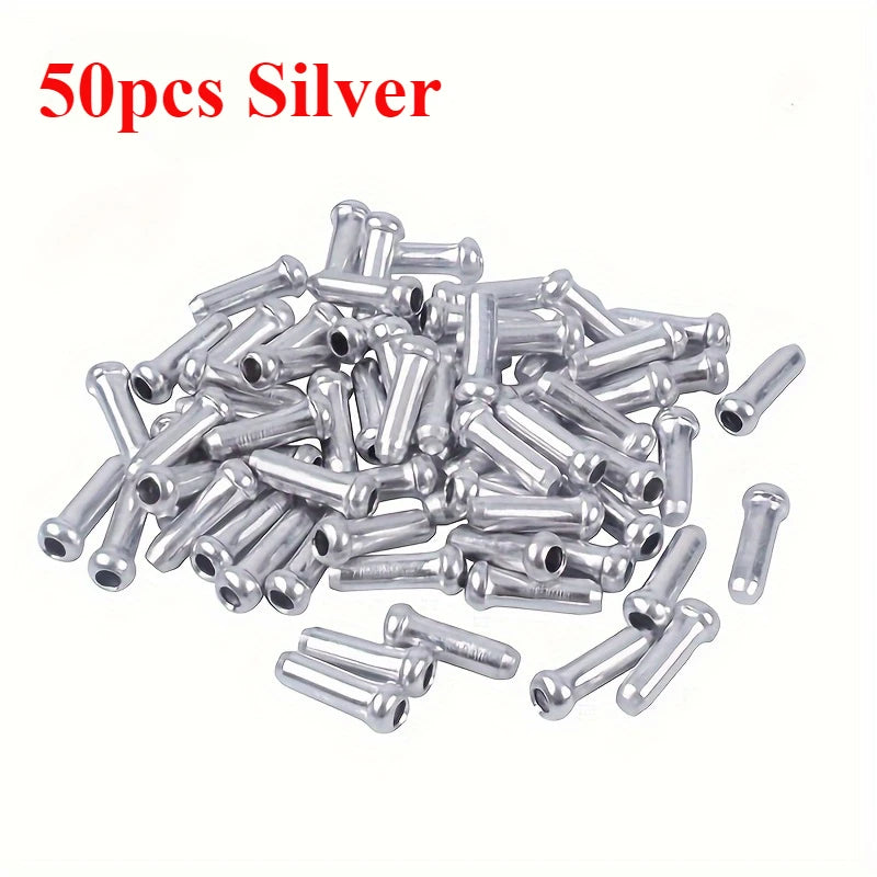 50/100pcs Bicycle Cable End Caps Aluminum Alloy Bike Brake Shifter Cable Tips Wire End Cap Multiple Colors Bike Line Core Caps