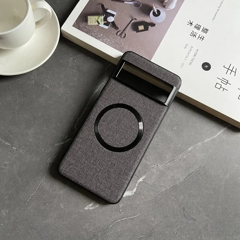 Luxury Business Magnetic Wireless Charging Case for Google Pixel 9 ProXL 6 7 8 Pro 6XL 5A 6A 8A Magsafe Linen Leather Slim Cover