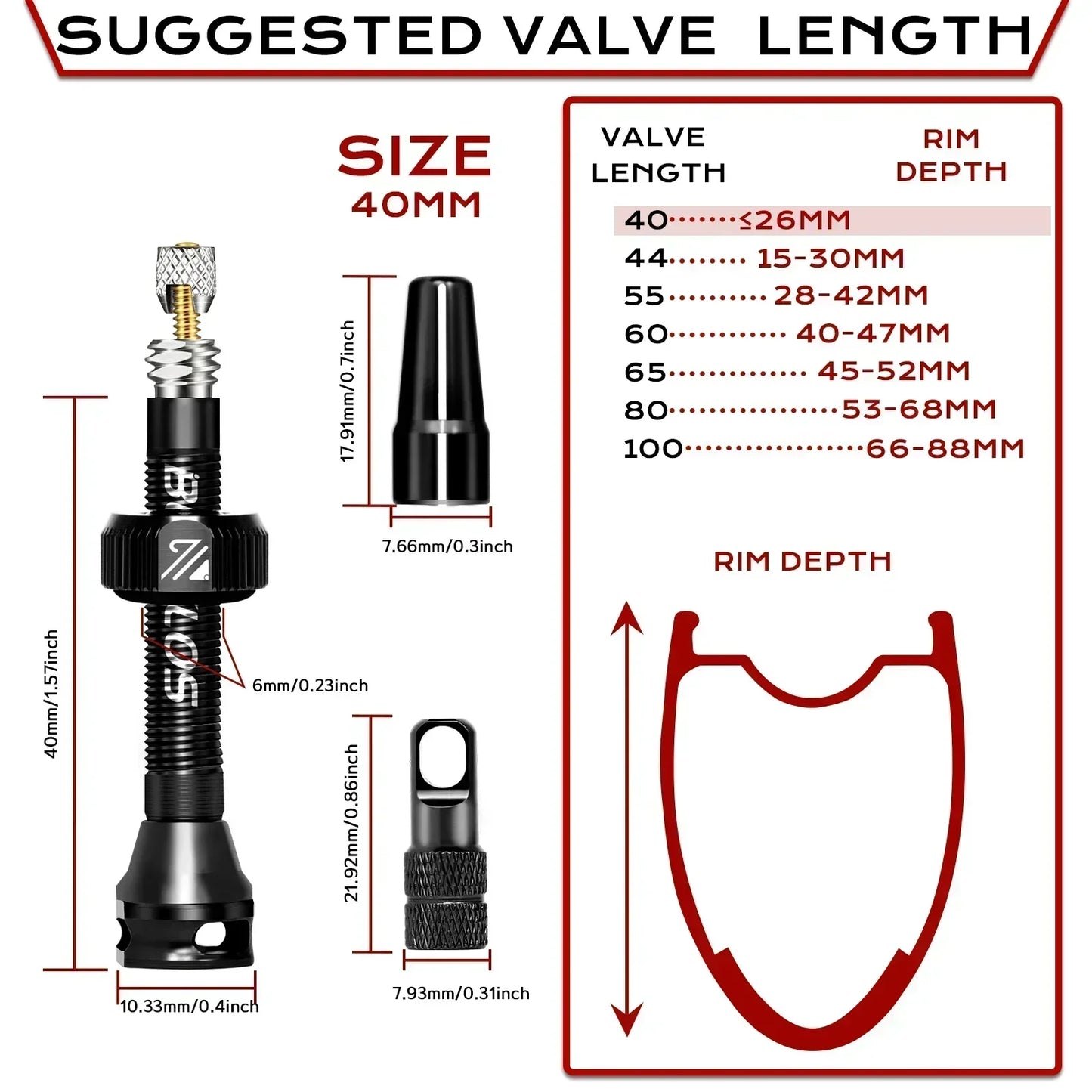 BUCKLOS Bike Tubeless Valve 40MM 44MM 55MM 60MM Road Mountain Bicycle Presta Valves High Quality Tire Nipple MTB Accessories